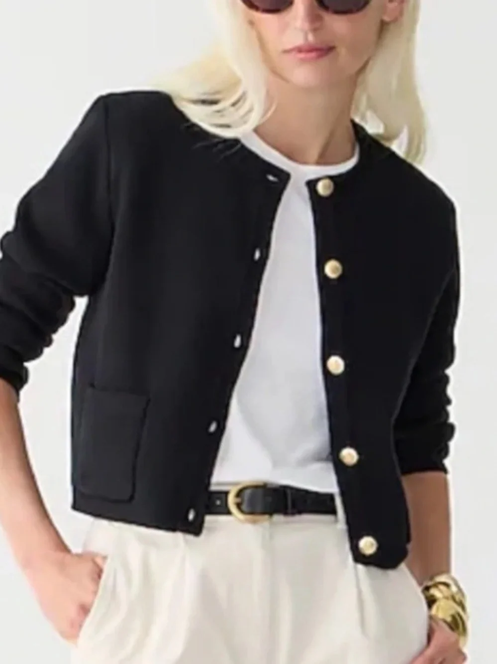 J. Crew Emilie Sweater Lady Black Cardigan with Gold Buttons